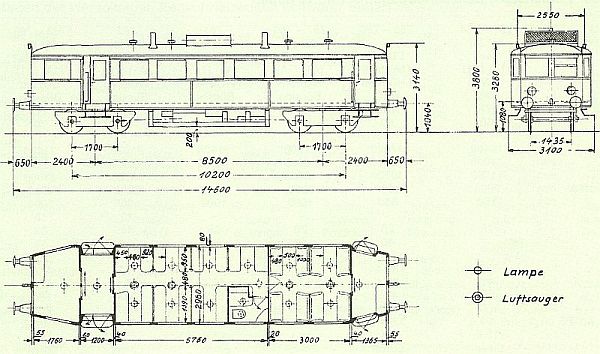 Windbergbahn - Dieseltriebwagen VT 766 - Zeichnung