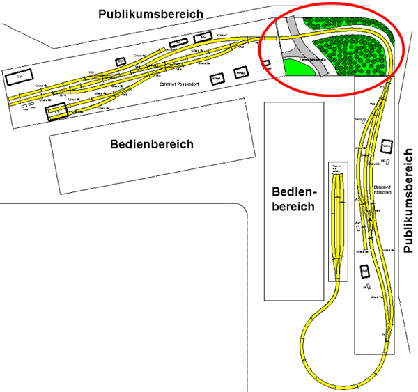 Strecke von Hänichen nach Possendorf - Anlagenplanung - Gleisplan Strecke Possendorf nach Hänichen im fast rechten Winkel