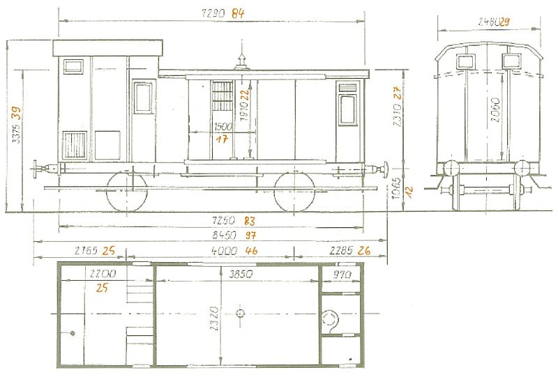Windbergbahn - Packwagen - Ma&szlig;zeichnung