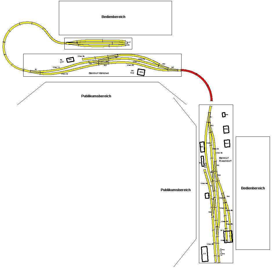 Bahnhof Hänichen (Goldene Höhe) - Anlagenplanung - Variante 3: Platzverhältnisse bei Ausstellung im Innenwinkel